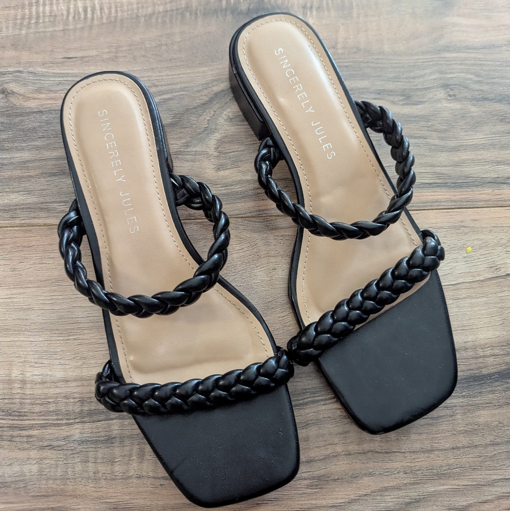 Sincerely Jules Black Braided Sandals Women's Size 8.5.